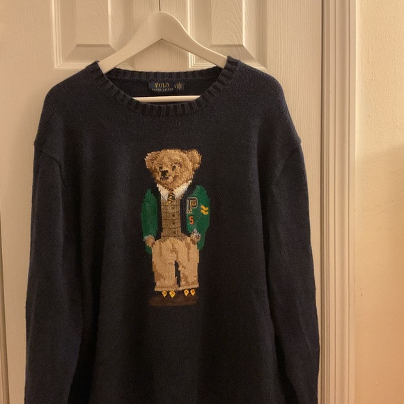Polo by Ralph Lauren Navy University Sweater with Bear Design - Picture 1 of 6